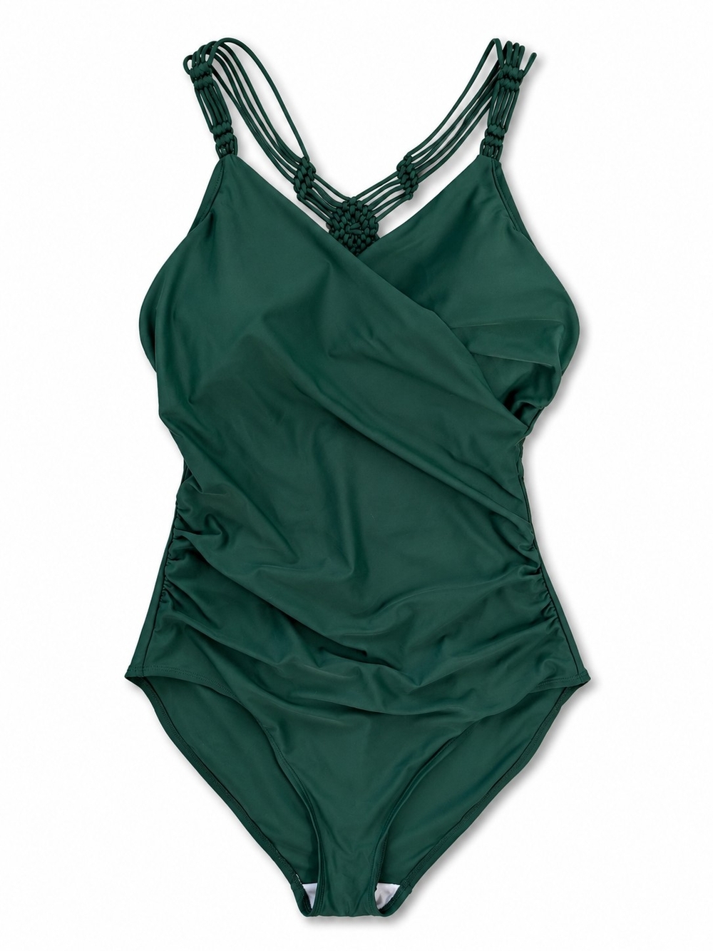 Merona Dark Green One-Piece Swimsuit with Macramé Straps